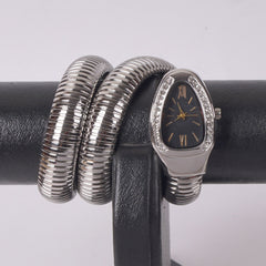 Womans Snake Watch Design Silver Black Gold Design