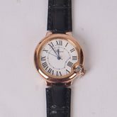 Woman Rosegold Dial Watch with Leather Straps White