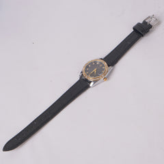 Woman Black Dial Watch with Black Straps