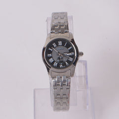 Woman's Silver Chain Watch with Black Dial DINUO