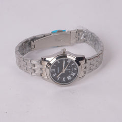 Woman's Silver Chain Watch with Black Dial DINUO