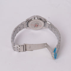 Woman's Silver Chain Watch with Black Dial DINUO