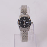 Woman's Silver Chain Watch with Black Dial DINUO 1