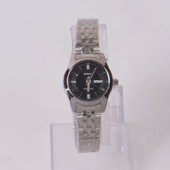 Woman's Silver Chain Watch with Black Dial DINUO 1