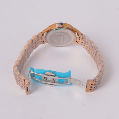 Woman's Rosegold Chain Watch with White Dial SP