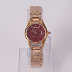 Woman's Rosegold Chain Watch with Maroon Dial SP