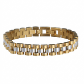Two Tone Golden Silver Chain Mens Bracelets 10mm