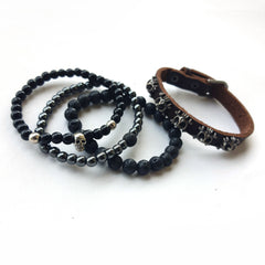 Mix Style Multiple BR4526 Beads Vintage Energy Leather Braided Bracelet