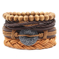4Pc Set New Casual RB-1023 Leather Bracelets