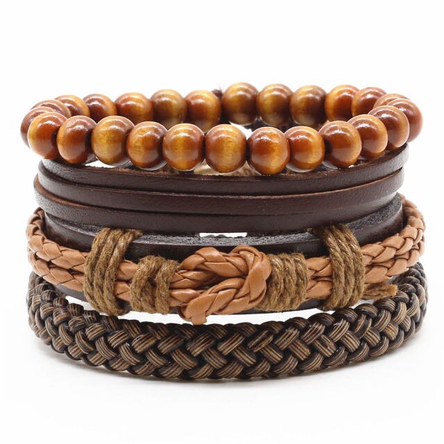 4Pc Set New Casual RB-1029 Leather Bracelets