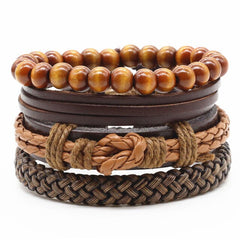 4Pc Set New Casual RB-1029 Leather Bracelets