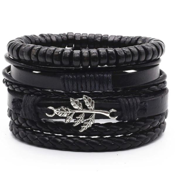 4Pc Set New Casual RB-1030 Leather Bracelets
