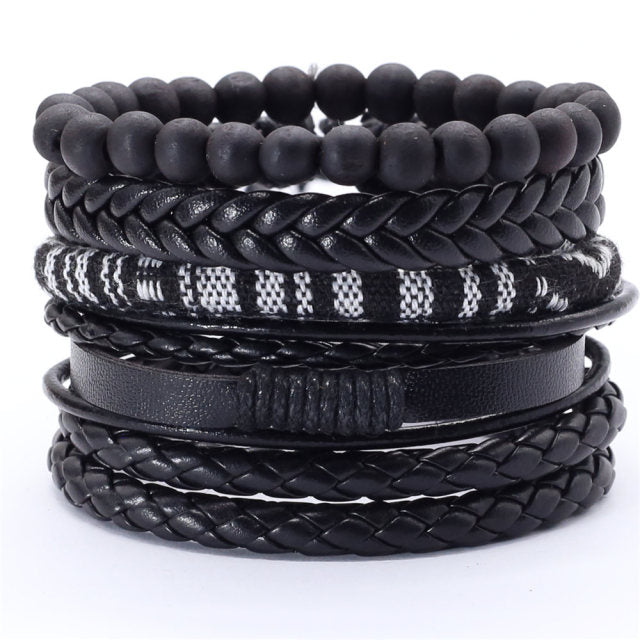 5Pc Set New Casual RB-1019 Leather Bracelets