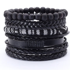 5Pc Set New Casual RB-1019 Leather Bracelets