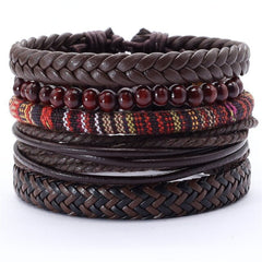 5Pcs set Handmade BD-1006S Weave Charm Wrap Bracelet