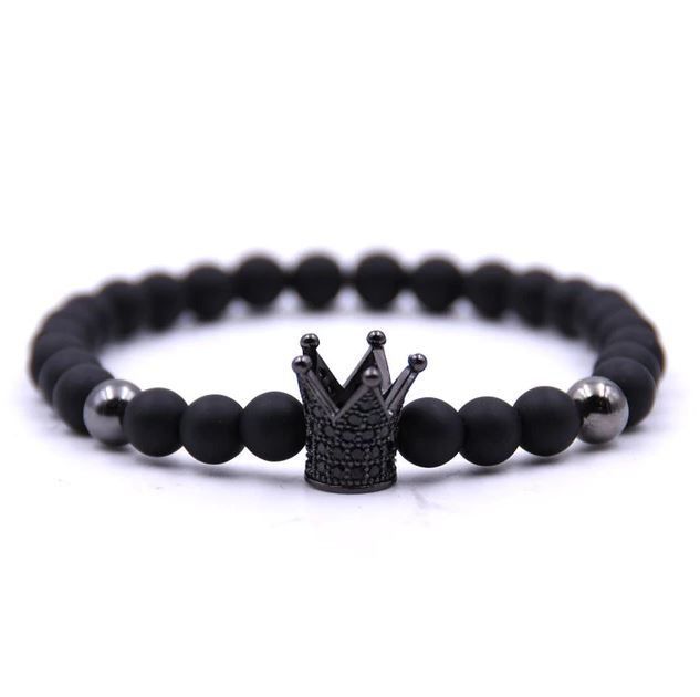 Black Crown 4mm Beads Bracelet