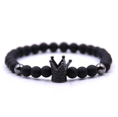 Black Crown 4mm Beads Bracelet