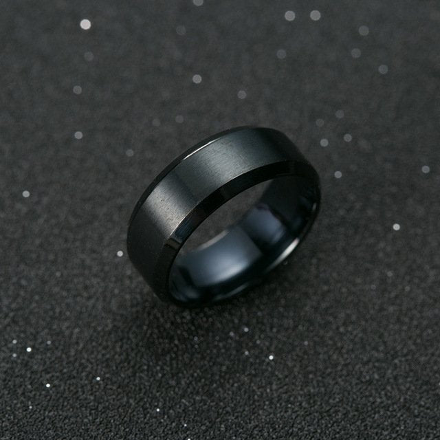 Black Round Titanium Ring