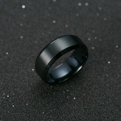 Black Round Titanium Ring
