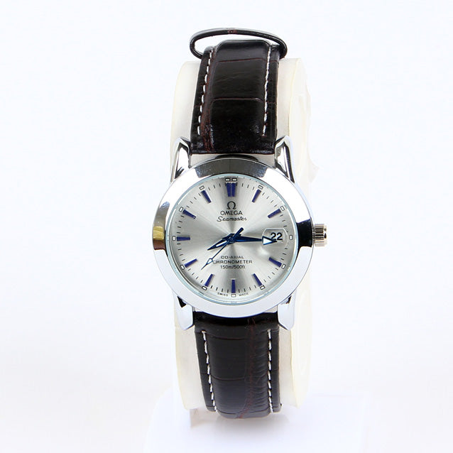 Black/Brown Leather Strap White Dial 1250 Women's Wrist Watch