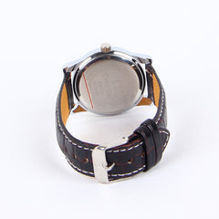 Black/Brown Leather Strap White Dial 1250 Women's Wrist Watch