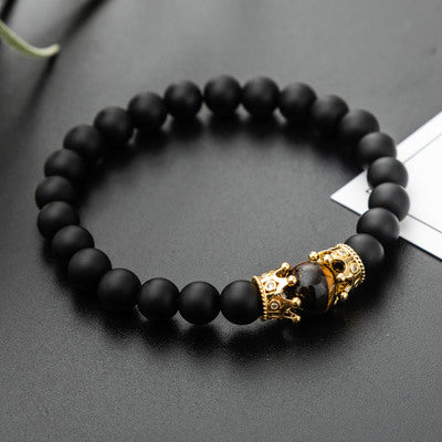 Lava Chakra Energy Beads Volcanic Stone Micro-Inlaid Zircon Crown Bracelet