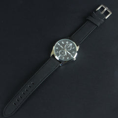 Black Leather Strap Black Dial with Silver Case Fashion MJ2012 Wrist Watch