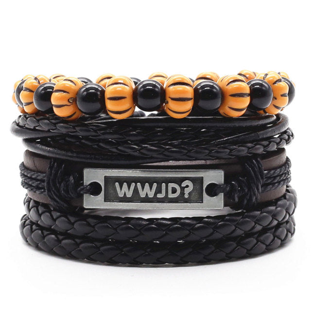 Black Multilayer Charm 4Pcs set Handmade BD-1035S Bracelet