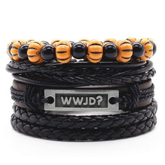 Black Multilayer Charm 4Pcs set Handmade BD-1035S Bracelet