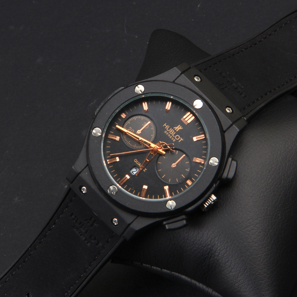 Black Strap Black Dial 1350 Men's Wrist Watch