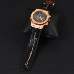 Black Strap Golden Dial 1348 Men's Wrist Watch