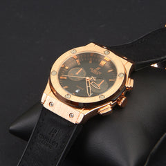 Black Strap Golden Dial 1352 Men's Wrist Watch