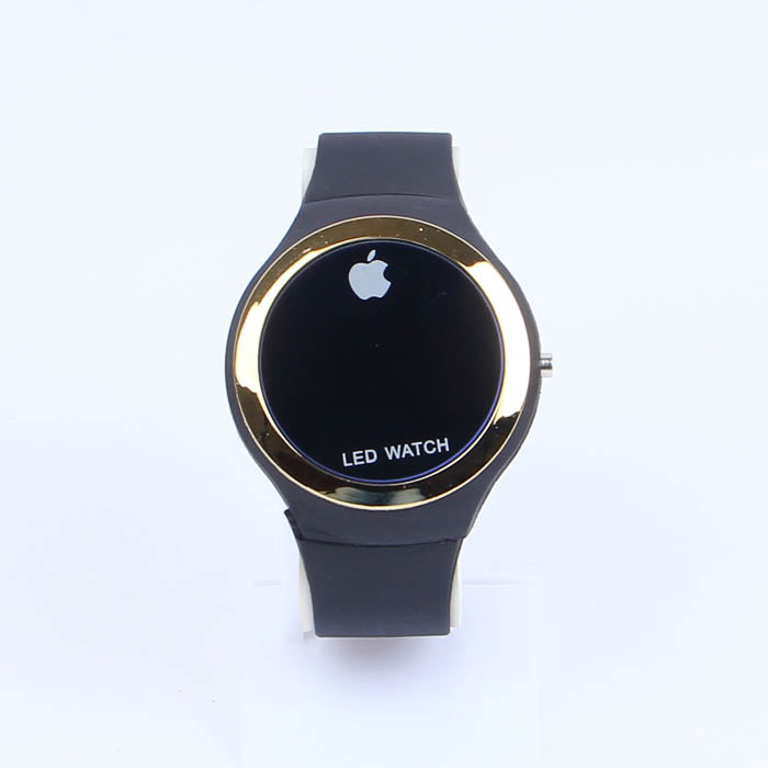 Black Strap Golden Dial LED Watch C1053 for Kids