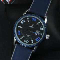 Blue Rubber Strap Blue Dial 1365 Men's Wrist Watch
