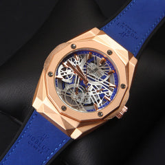 Blue Strap Golden Dial 1346 Men's Wrist Watch