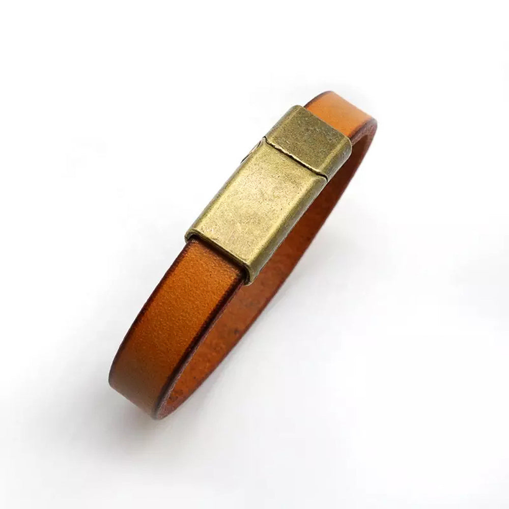 Yellow Leather Magnetic Clasp Bracelet