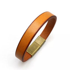 Yellow Leather Magnetic Clasp Bracelet