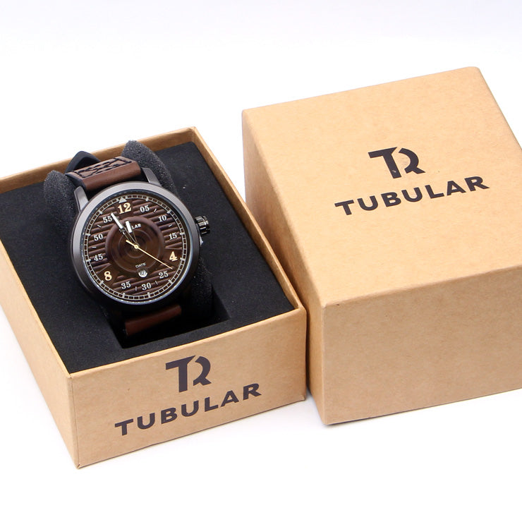 Brown Leather Strap Brown Dial 1215 Men's Wrist Watch