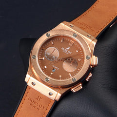 Brown Strap Golden Dial 1337 Men's Wrist Watch