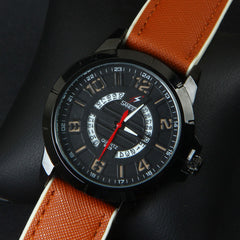 Brown Rubber Strap Brown Dial 1366 Men's Wrist Watch
