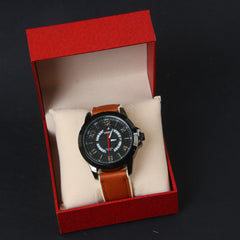 Brown Rubber Strap Brown Dial 1366 Men's Wrist Watch