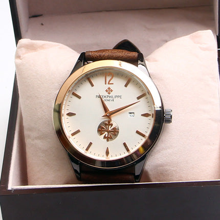 Brown Strap Golden Dial 1226 Men's Wrist Watch
