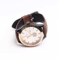 Brown Strap Golden Dial 1226 Men's Wrist Watch