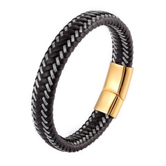 Brown Wire Rope Leather Braided Bracelet