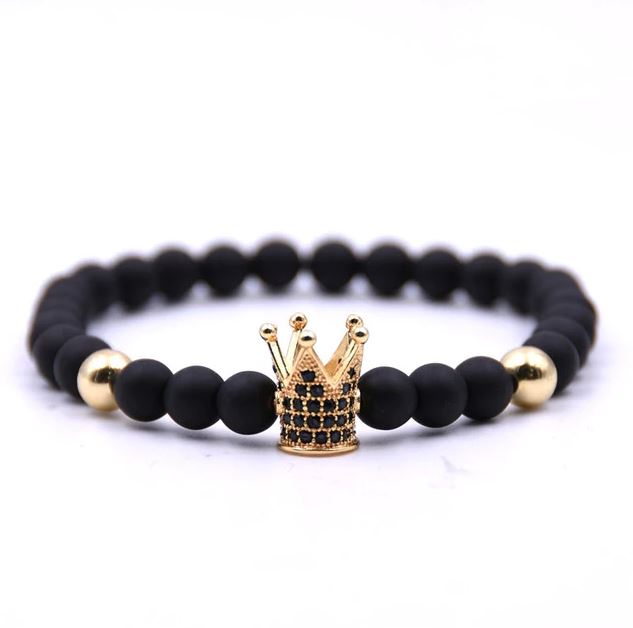 Crown Golden 4mm Beads Bracelet