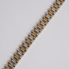 Golden Chain Two Tone Bracelet For Men 12mm