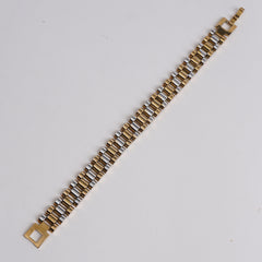 Golden Chain Two Tone Bracelet For Men 12mm
