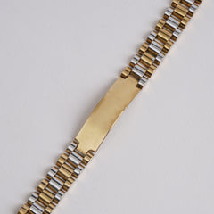 Golden Two Tone Chain Bracelet For Men 12mm