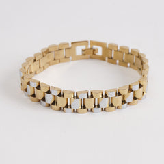 Golden Chain Two Tone Bracelet For Men 12mm