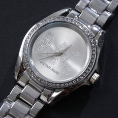 Women Chain Wrist Watch Silver MK